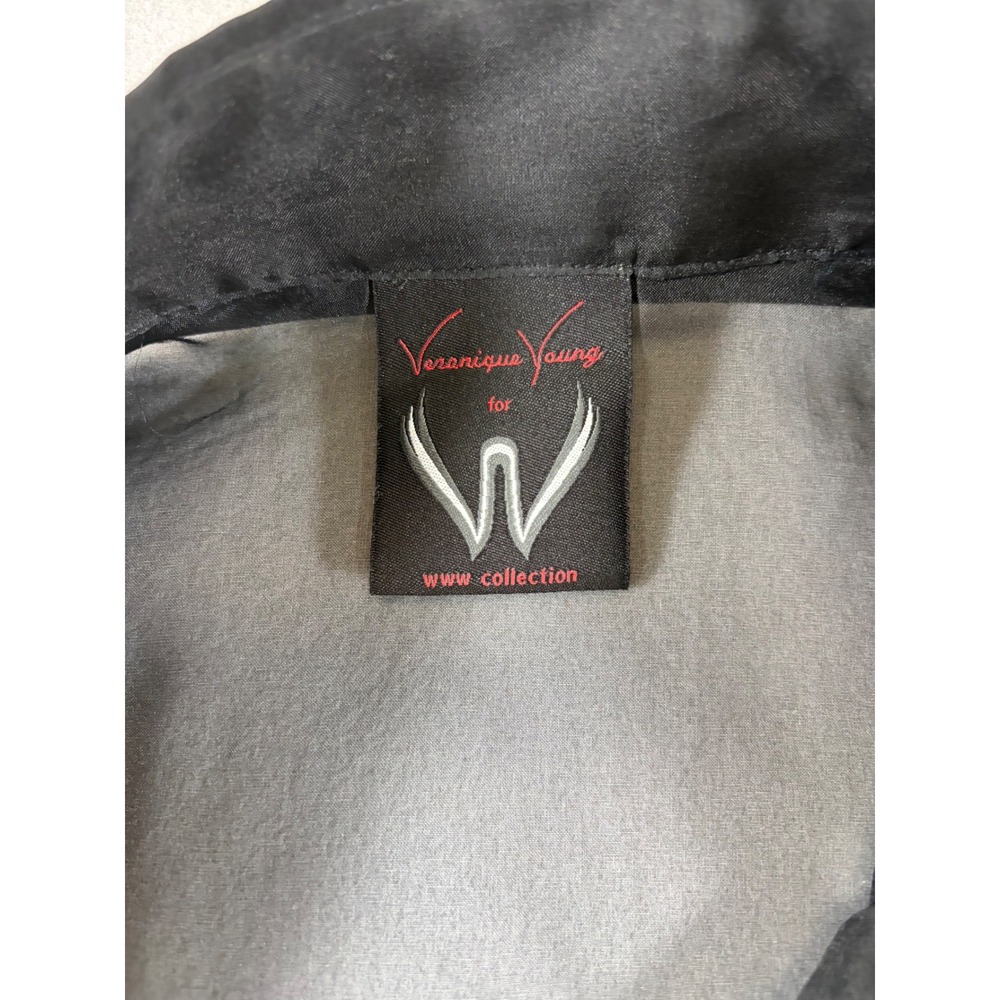 Veranique Young for W Collection Sheer Black Blouse French Cuff Organza Top - Picture 4 of 7